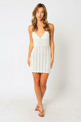 Sea You Soon White Crochet Mini Dress