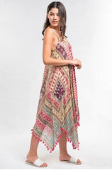 Sun Kissed Pink Paisley Print Scarf Dress