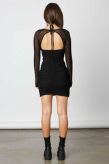 So Perfect Sheer Sleeve Black Bodycon Dress
