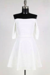 All Of My Honesty White Off-The-Shoulder Skater Dress