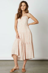 Cherished Moments Mauve Print Lace-Up Midi Dress