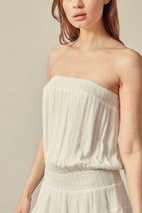 Take My Heart White Strapless Tube Ruffle Mini Dress