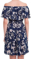 Bloom Zeal Navy Floral Print Off-The-Shoulder Ruffle Dress