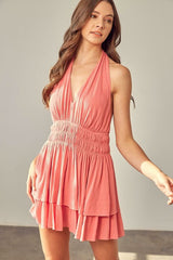 Tracie Pink Halter Romper