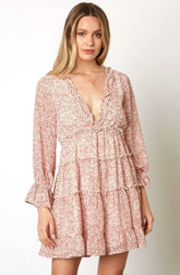 Blossom Vibes Brick Red Floral Mini Dress