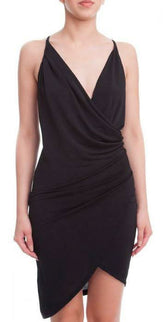 Jennifer Black Asymmetric Overlap Dress