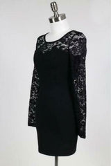 Be Modish Black Lace-Up Long Sleeve Mini Dress