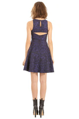 Sugarlips Midnight in Paris Black Jacquard Print Skater Dress