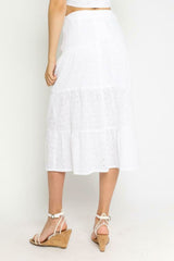 Take Me To Rhodes White Eyelet Midi Skirt
