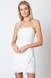 Ellie White Ruffled Cami Mini Dress