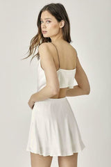 Selma White Satin Two-Piece Mini Dress