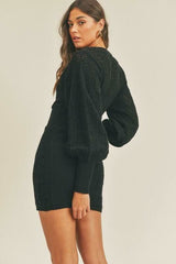 Becca Black Crochet Mini Sweater Dress