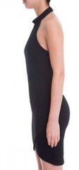 Selena Black Mock Neck Halter Dress
