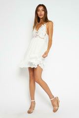 Ava White Crochet Lace Mini Dress