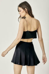 Selma Black Satin Two-Piece Mini Dress