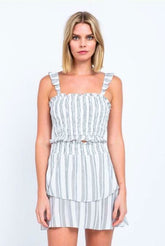 Gina White Striped Two-Piece Dress