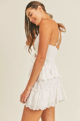 On The Edge White Eyelet Skater Mini Dress