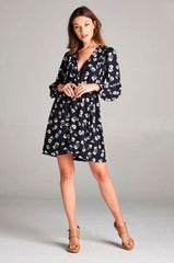 Sonoma Navy Floral Print Wrap Dress