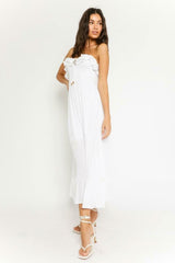 Delia White Strapless Midi Dress