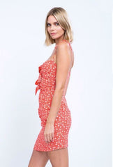 First Crush Red and White Floral Triple Tie Cami Dress