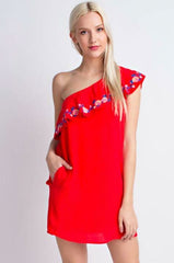 Southern Bud One-Shoulder Ruffle Mini Dress