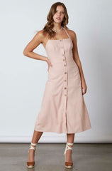 Parga Blush Tie-Back Midi Dress