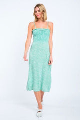 Jessica Spring Green and White Print Midi Dress