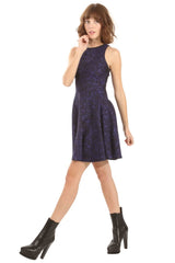 Sugarlips Midnight in Paris Black Jacquard Print Skater Dress