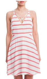 Lush Katie White and Red Striped Sundress
