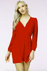 Hannah Cranberry Red Long Sleeve Wrap Dress