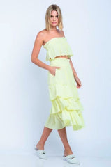 Isabella Yellow Strapless Two-Piece Midi Dress