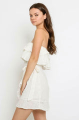 Sunshine Will Follow White Eyelet Strapless Mini Dress