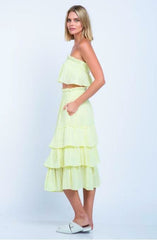 Isabella Yellow Strapless Two-Piece Midi Dress