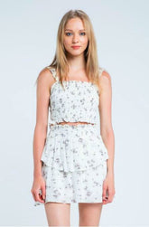 Gina White Floral Print Two-Piece Dress