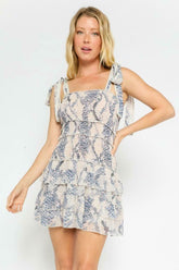 Delilah Blush and Blue Snake Print Dress
