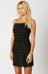 Jennifer Black Fringed Mini Dress