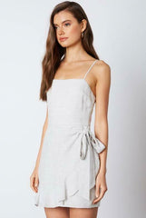 Laura Black and White Striped Ruffle Wrap Mini Dress