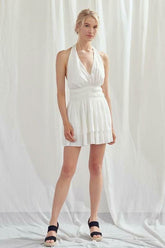 Tracie Creamy White Halter Romper