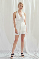 Tracie Creamy White Halter Romper