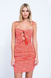 First Crush Red and White Floral Triple Tie Cami Dress