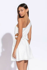 Poised For Grace White Eyelet One Shoulder Flare Dress