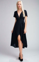 Come Together Navy Blue Midi Wrap Dress