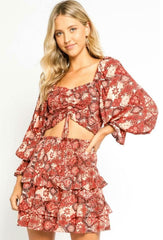 Give Me Fever Rust Medallion Two-Piece Dress