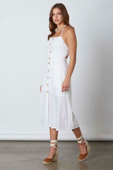 Parga White Tie-Back Midi Dress