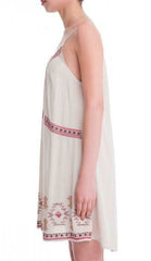 Heart of Mine Taupe Embroidered Lace-Up Coverup Dress