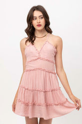 Gina Blush Pink Ruffle Mini Dress