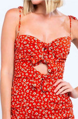 Say That You Love Me Red Floral Print Mini Dress