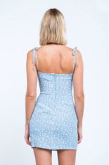 First Crush Light Blue Floral Triple Tie Cami Dress