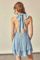 Tracie Light Blue Halter Romper