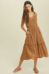 Why Wait Gucci Brown Tie-Strap Midi Dress